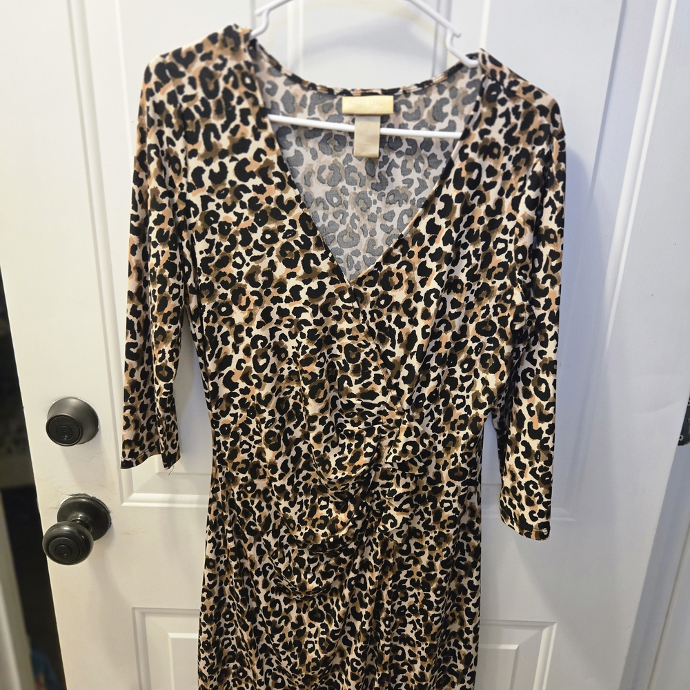 Miss Tina Animal Print Long Sleeve Dress